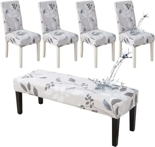 Miniatura 15 de HAOYONG Funda para Silla de Comedor con Estampado, Funda Desmontable Lavable para Silla Parsons, Protector de Asiento Desmontable para Comedor, 15