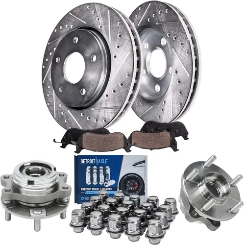 Miniatura 88 de Detroit Axle - Rotores de freno para Ford 2013-2019 Explorer Taurus Flex Lincoln MKT MKS, rotores de freno de disco ranurados perforados de repuesto