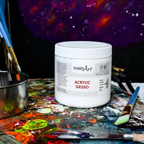 Miniatura 2 de Handy Art Gesso acrílico, 16 onzas, blanco, imprimación para lienzo, madera y superficies de pintura de artistas, mejora la adherencia de la pintura