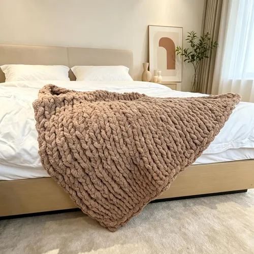 Miniatura 9 de Manta de punto grueso de 40 x 40 pulgadas, manta de felpilla cálida tejida a mano con nudo de cuerda grande suave y gruesa para sofá, cama, sofá