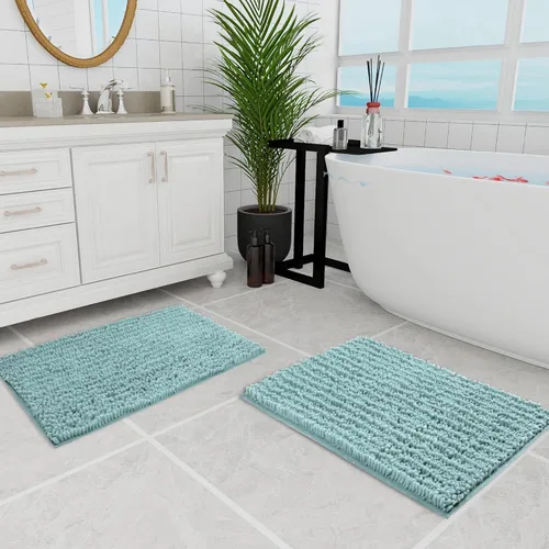 Miniatura 138 de Walensee Alfombra de baño antideslizante (24x17 pulgadas, rosa polvoriento) absorbente de agua, súper suave, lanuda de felpilla, lavable a máquina