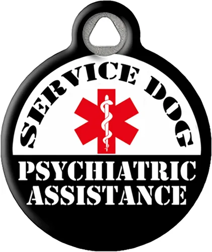 Miniatura 10 de Etiqueta de identificación personalizada para perros de servicio con revestimiento de polímero silencioso con información de identificación Perro