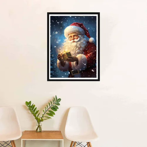 Miniatura 4 de SKRYUIE Kits de pintura de diamantes de Papá Noel 5D – Kits de arte de diamantes para adultos Navidad, taladro redondo completo, punto de cruz