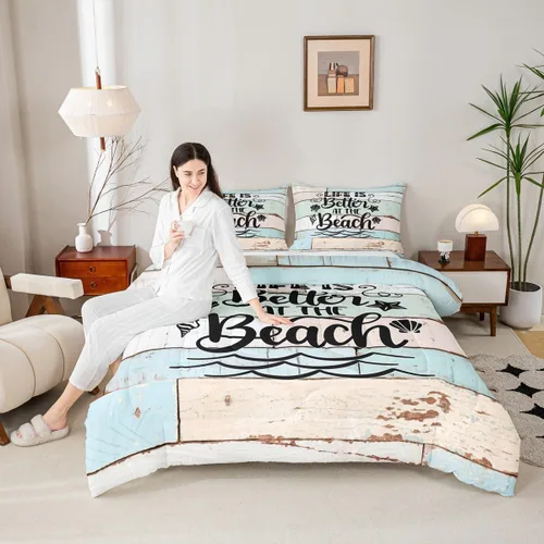 Miniatura 43 de Manfei Go Fishing Juego de edredón tamaño King para niños, juego de ropa de cama con diseño geométrico de peces de bass y rombos, decoración