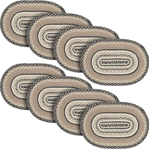 Miniatura 6 de VHC Brands Sawyer Mill, Dining Table Placemat, Braided Jute, Oval, Charcoal Creme, 10x15, 8 Pack 8 Pack