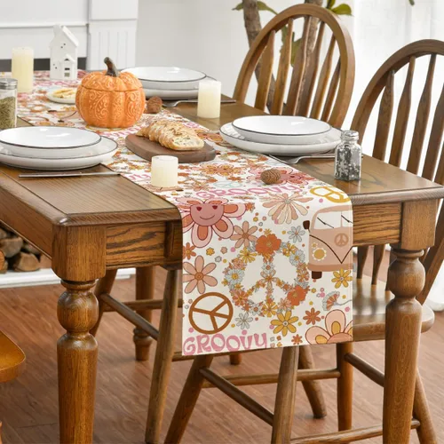 Miniatura 3 de Artoid Mode Camino de mesa con diseño de margaritas y flores, diseño de corona flotante para cocina, comedor, decoración para exteriores y fiestas
