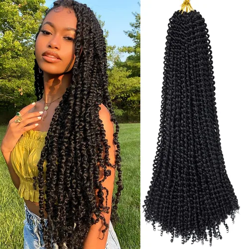 Miniatura 58 de Cabello Passion Twist de 30 pulgadas, cabello rubio de ondas de agua con ganchillo para mujeres, cabello rubio Passion Twist de ganchillo largo 27#