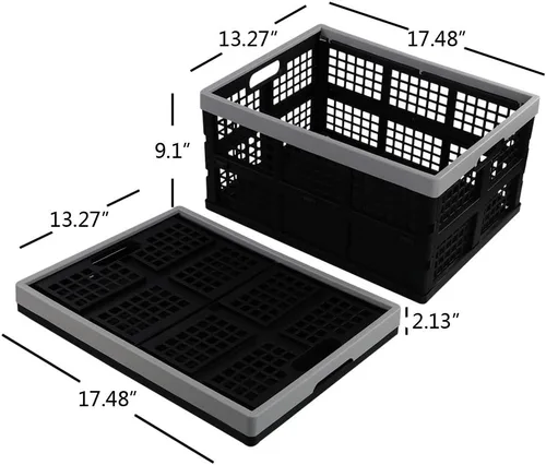Miniatura 2 de Cajones de almacenamiento plegables de 34 litros/cesta de almacenamiento apilable, juego de 4 Negro + gris