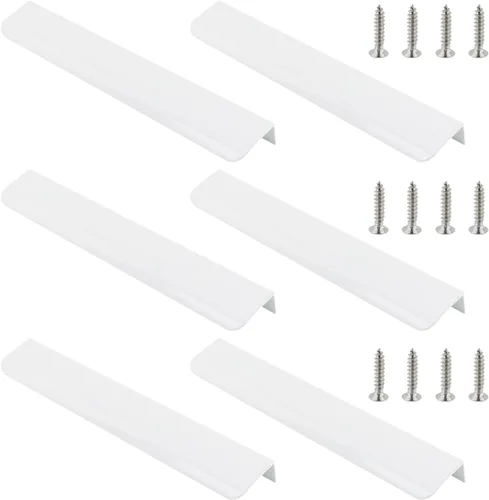 Miniatura 21 de Tiradores negros de 3.94 pulgadas para gabinete, 6 unidades, espacio entre agujeros de 2.52 pulgadas, tiradores de borde de aleación de aluminio