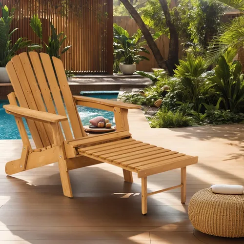 Miniatura 9 de Silla Adirondack plegable de madera para exteriores con respaldo y tabla de asiento premontados, capacidad de 330 libras, silla de madera de gran
