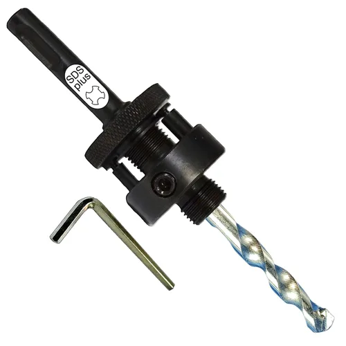 Miniatura 31 de Sierra de agujero HSS con mandril piloto de 2 piezas de alta velocidad para perforar madera y acero, broca de 1/4" de diámetro y eje, broca piloto