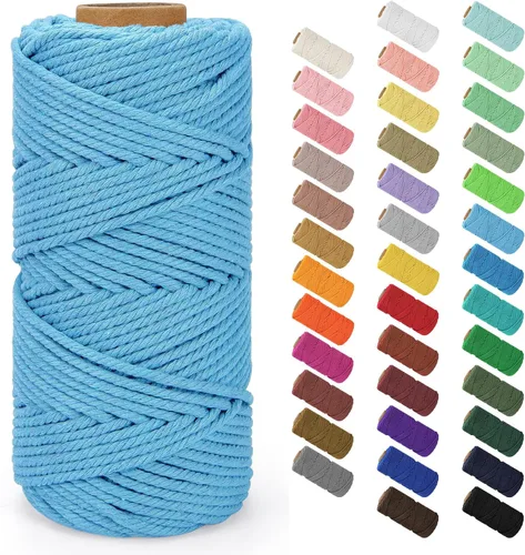 Miniatura 21 de Cordón de macramé de 0.079 in x 380 yardas (1140 pies), cuerda de algodón natural para colgar en la pared, ganchos de plantas, manualidades, Beige