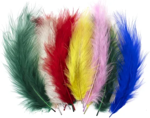 Miniatura 9 de Paquete de 100 plumas de marabú de pavo esponjosas de 4 a 6 pulgadas para manualidades, atrapasueños con flecos, plumas de colores, paquete