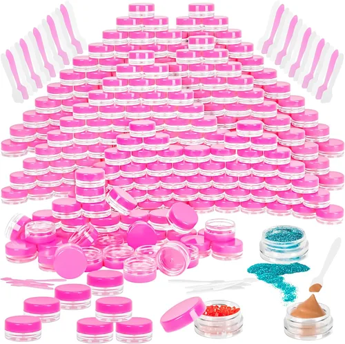 Miniatura 11 de 100 paquetes de botes de plástico de 3 g con tapas, botes de cosméticos redondos transparentes de 3 ml, botes de maquillaje de 3 gramos