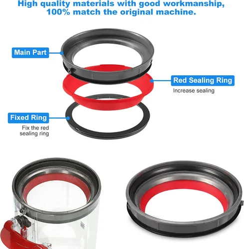Miniatura 5 de Anillo de sellado fijo en la parte superior del contenedor de polvo para aspiradora Dyson V10 SV12, piezas de repuesto para cubo de polvo y taza