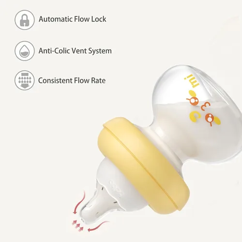 Miniatura 5 de YOHKOH Biberones de vidrio para recién nacidos con pezón de flujo lento para 0+ meses, biberón de cuello ancho, 2.7oz/80ml