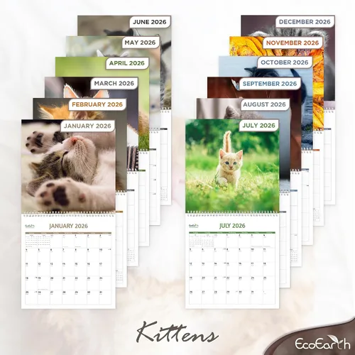 Miniatura 8 de EcoEarth - Biodegradable 11 x 22 pulgadas - Abierto - Calendario de pared vertical colgante de 18 meses - Julio 2025 - Calendario mensual