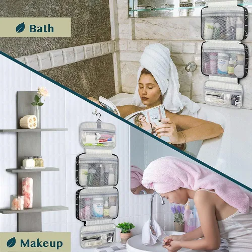 Miniatura 6 de PAVILIA Neceser Colgante Bolsa de Viaje para Mujeres y Hombres, Organizador de Cosméticos Plegable, Bolsa de Maquillaje Resistente al Agua