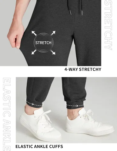 Miniatura 43 de Idtswch 30/32/34/36/38/40. Pantalones deportivos altos para hombre, extra largos, con bolsillos con cremallera