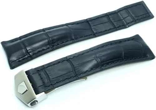 Correa de reloj de cuero genuino negro de 0.787 in compatible con Tag Heuer Carrera, Moderno