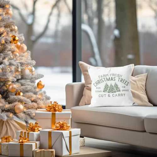 Miniatura 3 de Fundas de almohada verdes de árboles de Navidad de 18 x 18 pulgadas para sofá, habitación, decoración fresca de granja