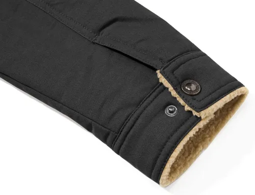 Miniatura 8 de CRYSULLY Chaqueta tipo cargo de invierno para hombre, con cuello de piel, forro polar, abrigo militar de algodón cálido