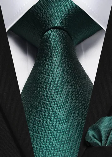 Miniatura 335 de HISDERN Conjunto de corbata a cuadros a cuadros pañuelo tejido clásico formal para hombre corbata y bolsillo cuadrado