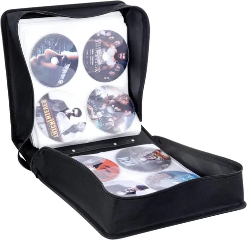 Miniatura 8 de Estuche de almacenamiento para CD y DVD, capacidad de 400 unidades, soporte de almacenamiento de DVD con cremalleras, portátil grande para tarjetas