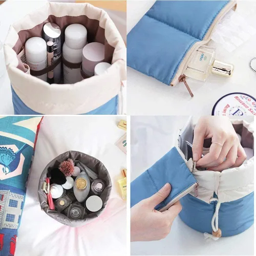 Miniatura 7 de INVODA Bolsa de cosméticos con cordón, 2 piezas, bolsa de maquillaje de viaje para mujer, bolsa de aseo portátil con cordón, bolsa organizadora