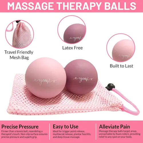 Miniatura 4 de Bolas de lacrosse de silicona para masaje para terapia de puntos de activación, nudos musculares y terapia física. Juego de 2 bolas con bolsa