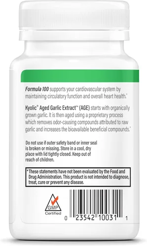 Miniatura 3 de Cápsulas con extractos de ajo añejado Kyolic, fórmula 100 original cardiovascular, 100-31, Pastillas, 1, 1