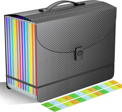 Miniatura 9 de Organizador de archivos de acordeón/carpeta de archivos expandible con asa, caja de archivo de 13 bolsillos, perfecta para soporte de Mate
