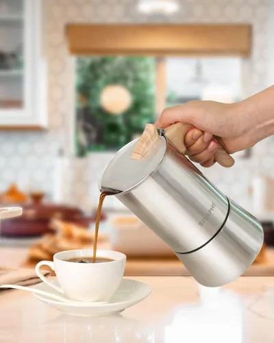Miniatura 5 de Sivaphe Cafetera Espresso para Estufa de Acero Inoxidable 3.5 oz, 1-2 Tazas Cafetera Inducción Olla Moka, Olla Moka de 100ml Campaing, Olla Moka 2