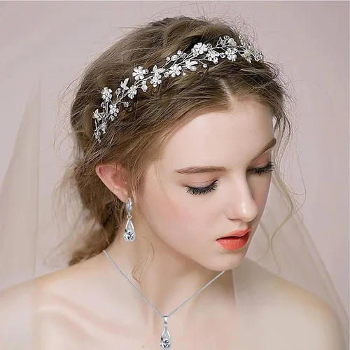 Miniatura 2 de IFKM Silver Jewelry Sets for Women Rhinestone Crystal CZ Bridal Bridesmaid Accessories Necklace Earrings set for Wedding Prom Anniversary Birthday