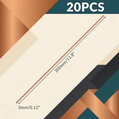 Miniatura 2 de Therwen - 20 piezas de varilla redonda de cobre puro de 11.8 pulgadas de largo, varilla maciza de cobre desnudo para lathe para manualidades