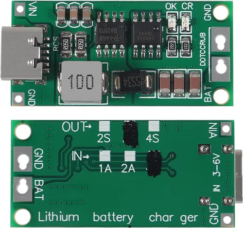 Miniatura 2 de 3 piezas Tipo C BMS 2S 3S 4S 1A 2A 4A 18650 Placa Cargadora de Batería de Litio USB C Módulo Elevador Step-up para Banco de Energía de Polímero 3S 4A