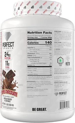 Miniatura 5 de PERFECT SPORTS Ultra Fuel - Proteína Wey 100% alimentada con pasto Sin colores artificiales, sin gluten, Keto Bajo en azúcar 0.39 oz de EAA