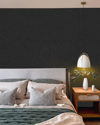 Miniatura 6 de Cohoo Home Papel pintado de seda negra para despegar y pegar para dormitorio Papel de contacto texturizado sólido negro para gabinetes y cajones