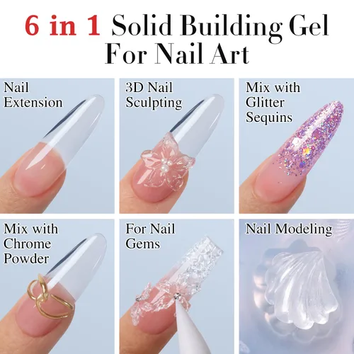 Miniatura 3 de Double Rhythm 3D Gel de uñas en gel transparente sólido para esculpir, antiadherente, gel duro para construcción, tallado, moldeado, extensión