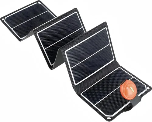 EYONGPV Panel solar plegable portátil de 14 W y cargador solar con salida USB-C Croc-Eye, cargador solar compacto impermeable IP67 para teléfonos,