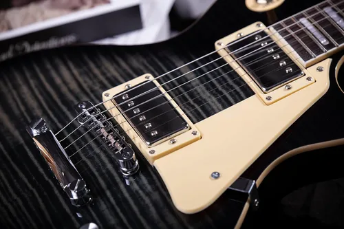 Miniatura 9 de Grote Guitarra eléctrica de cuerpo sólido LPYS-006 con mástil de arce, trastes de acero inoxidable, ideal para todos los niveles, con bolso de Negro