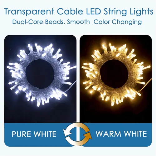 Miniatura 2 de GHJ - Cadena de luces LED con control remoto a pilas, resistente a la lluvia, luces de hadas cambiantes de color para árbol de Navidad, fiesta