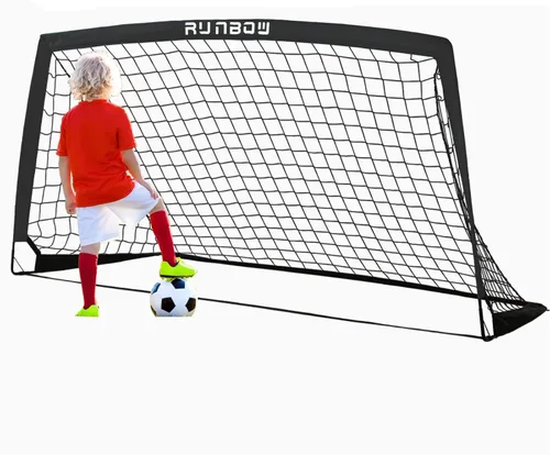 Portería de fútbol infantil de 6 x 4 pies con bolsa de transporte, red de fútbol plegable portátil para entrenamiento de práctica en el patio Negro