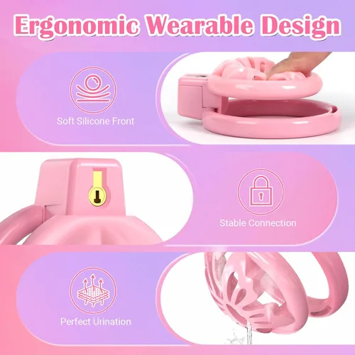 Miniatura 2 de Jaula de castidad para pene masculino - ACUMUM Dispositivos de castidad de silicona suave, jaulas de castidad sissy con 6 anillos para pene