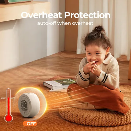 Miniatura 5 de ASNUG - Mini calentadores eléctricos portátiles de cerámica PTC para uso en interiores, calefacción eficiente 2S, protección contra