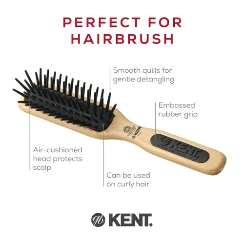Miniatura 4 de Kent PF20 Cepillo de pelo de paleta de cojín estrecho, cepillo desenredante para cabello largo, grueso y rizado, masajeador del cuero cabelludo