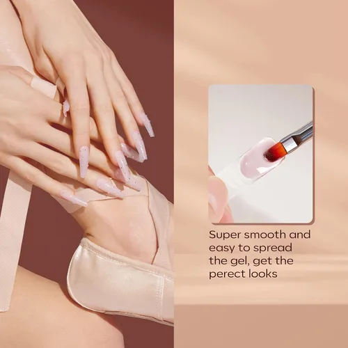 Miniatura 7 de modelones Gel de uñas polivinílico, 6 colores, tonos de piel nude, rosa, neutro, marrón, colección Poly Extension Gel Set Constructor Manicura DIY