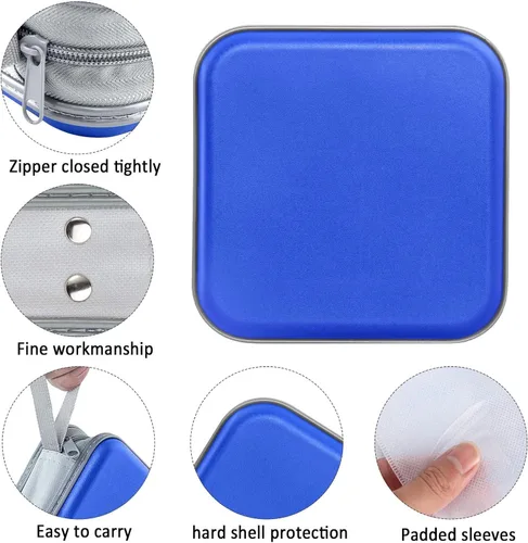 Miniatura 2 de Siveit Funda para CD, capacidad para 40 unidades, para CD/DVD, cartera, de plástico duro, para discos de DVD, carpeta de almacenamiento para Azul