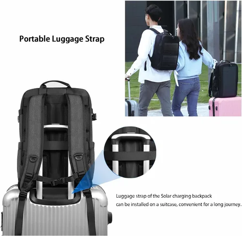 Miniatura 5 de 14W Solar Backpack - Waterproof, Smart USB Charging Backpack, Ergonomic Multifunction Laptop Bag Outdoor Hiking Backpack, Perfect for Business
