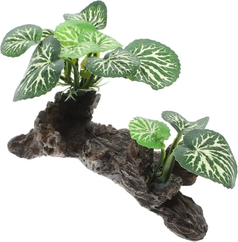 Miniatura 10 de Ipetboom Plantas de acuario, decoraciones de pecera, rama de esquina de reptil, rama de árbol trepador de resina con hojas, decoración de tanque